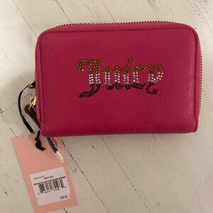 Juicy Couture Breaking The Rules Double Medium Zip Around Wallet Pink Flash NEW